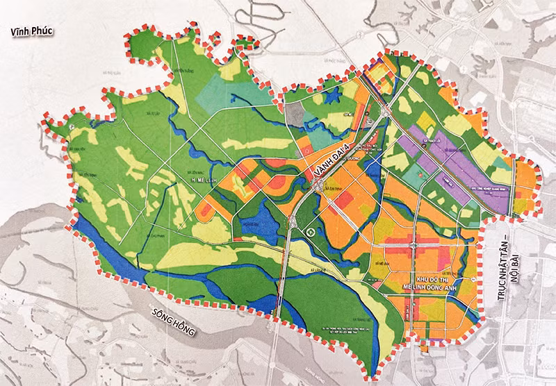 Quy hoạch không gian vùng huyện Mê Linh.