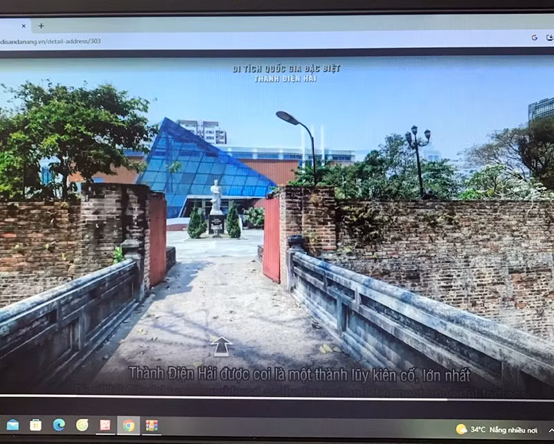 Hình ảnh Di tích Quốc gia đặc biệt Thành Điện Hải trên bản đồ số do Bảo tàng Đà Nẵng xây dựng.