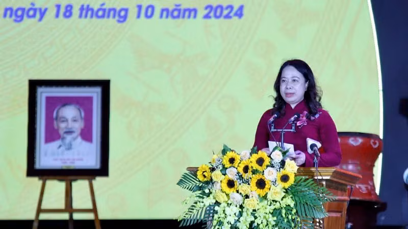 Phó Chủ tịch nước Võ Thị Ánh Xuân phát biểu tại buổi lễ.