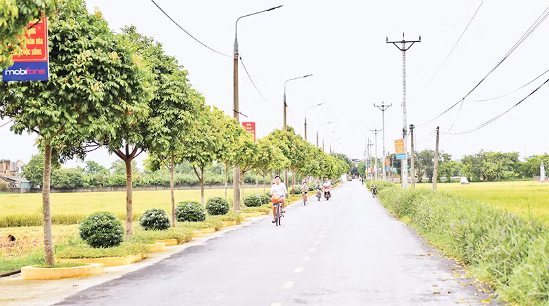 Một con đường "sáng-xanh-sạch-đẹp" ở xã Hồng Quang, huyện Nam Trực.