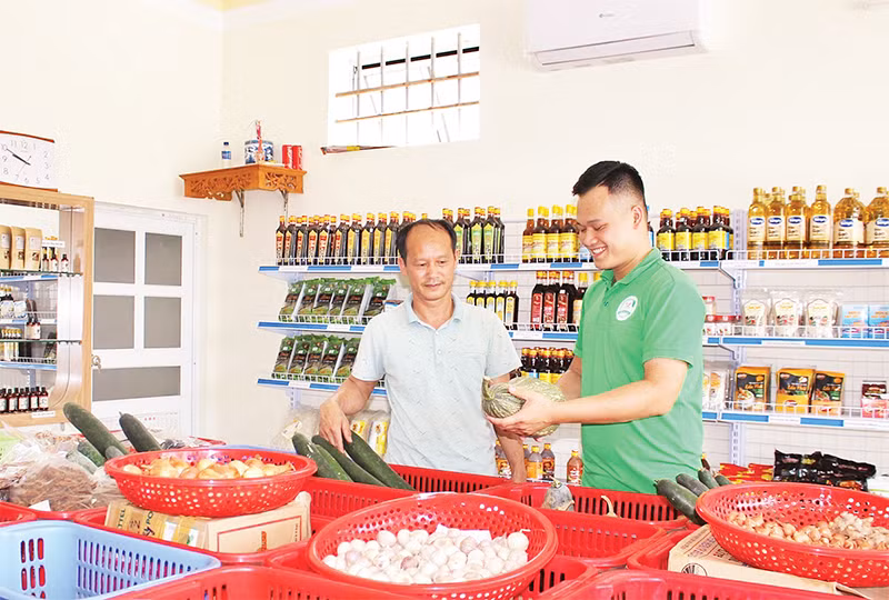 Một gian hàng nông sản sạch của thành viên Hiệp hội nông nghiệp sạch tỉnh Nam Định.