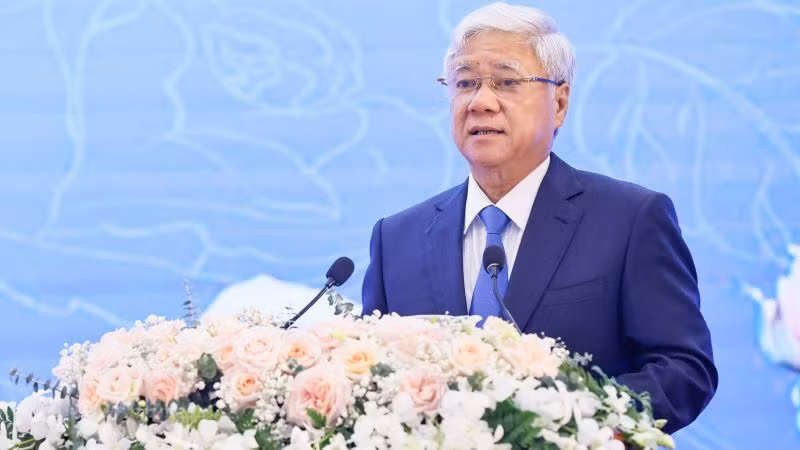 Chủ tịch Ủy ban Trung ương Mặt trận Tổ quốc Việt Nam Đỗ Văn Chiến phát biểu tại buổi lễ.