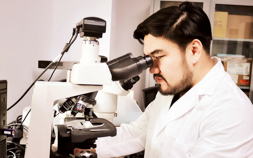 Tiến sĩ Chu Ðức Hà trong phòng nghiên cứu.