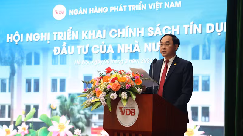 Tổng Giám đốc VDB Đào Quang Trường phát biểu tại Hội nghị.