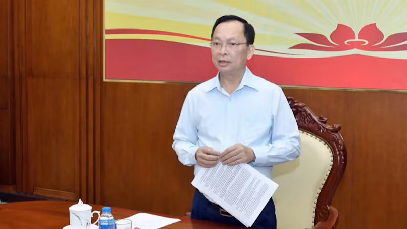 Phó Thống đốc Đào Minh Tú phát biểu tại cuộc họp.