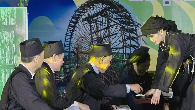 Hoạt cảnh tái hiện Di sản văn hóa phi vật thể quốc gia Lượn Slương ở xã Yên Cư, huyện Chợ Mới, tỉnh Bắc Kạn.