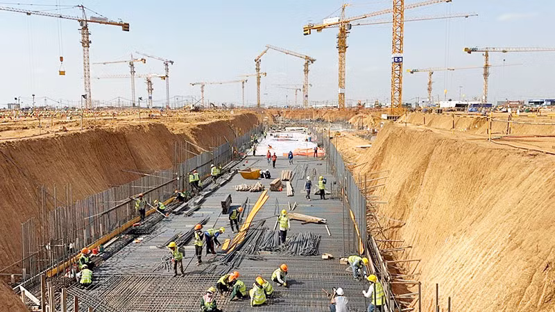 Công trường thi công dự án Cảng Hàng không quốc tế Long Thành.