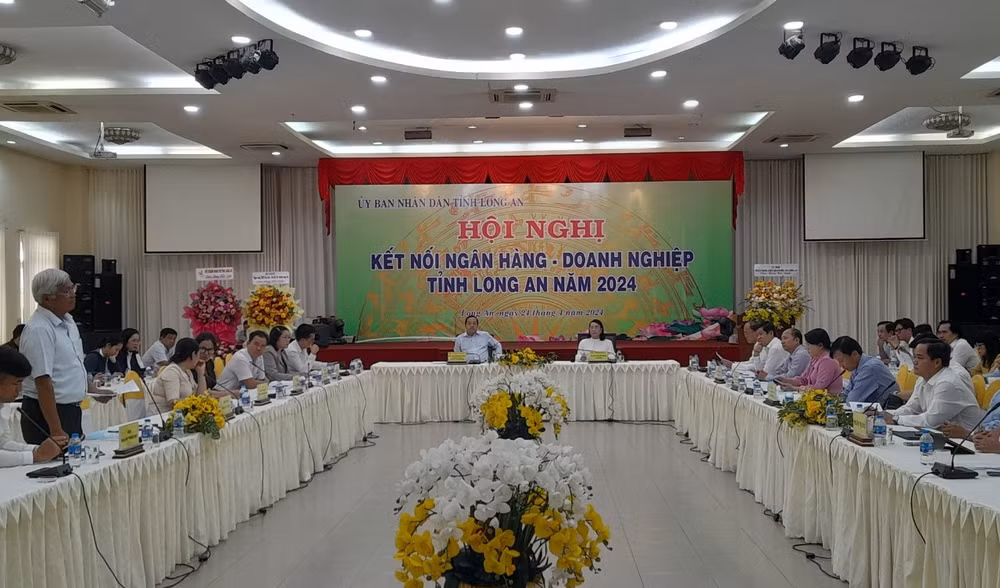 Quang cảnh hội nghị kết nối ngân hàng với doanh nghiệp.