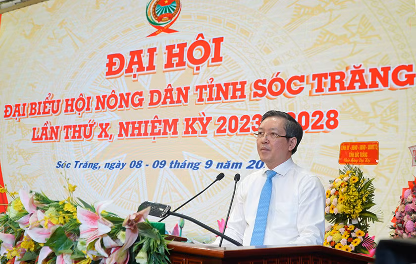 Chủ tịch Hội Nông dân Việt Nam Lương Quốc Đoàn phát biểu chỉ đạo Đại hội.