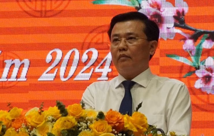 Phó Bí thư Tỉnh ủy Long An Nguyễn Thanh Hải phát biểu trong ngày họp mặt, 