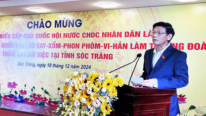 Bí thư TỈnh ủy Sóc Trăng Lâm Văn Mẫn phát biểu chào mừng.