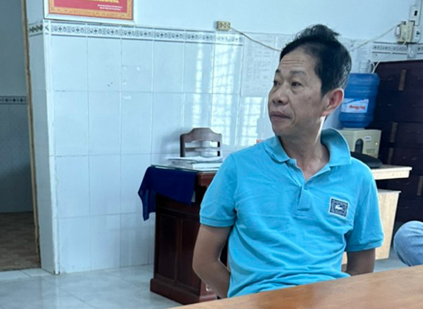 Đối tượng Quách Sơn Vũ tại cơ quan công an.