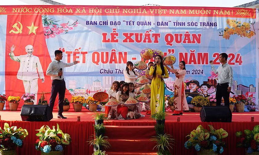 Lễ xuất quân Tết Quân Dân năm 2024 tại Phú Tâm (Sóc Trăng).