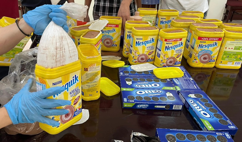 Số ma túy cất giấu tinh vi trong hộp cacao vận chuyển từ Pháp về Việt Nam do Chi cục Hải quan bắc Hà Nội thu giữ.