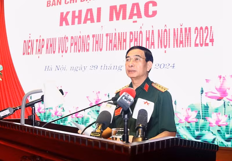 Đại tướng Phan Văn Giang phát biểu khai mạc. (Ảnh: Viết Thành)