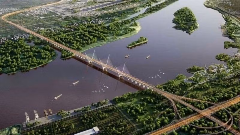 Phối cảnh cầu Tứ Liên.