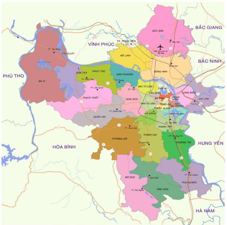 Phạm vi lập quy hoạch chung Thủ đô Hà Nội.
