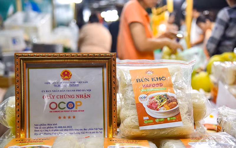 Sản phẩm Bún khô của Công ty cổ phần Xuất nhập khẩu nông sản thực phẩm Việt Nam, quận Hoàng Mai, Hà Nội. (Ảnh: Nhật Quang)