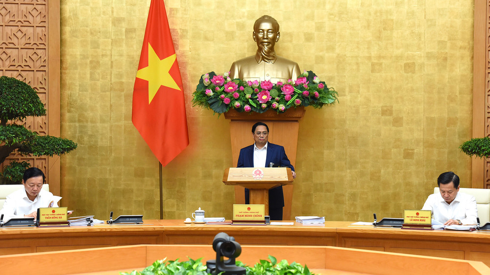 Thủ tướng Phạm Minh Chính dự và phát biểu tại phiên họp Chính phủ thường kỳ tháng 8.