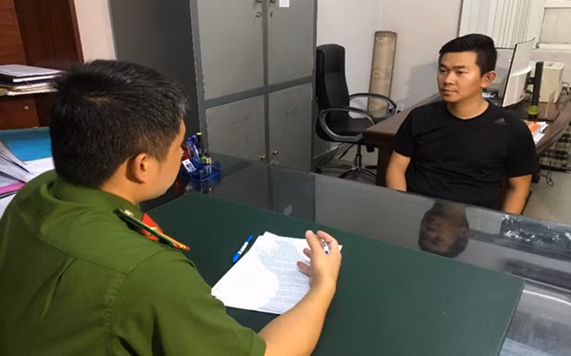 Đối tượng Nguyễn Hữu Tường tại Cơ quan điều tra.