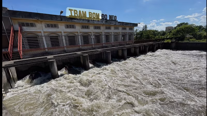 Trạm bơm Đò Neo ở Hải Dương bơm tiêu úng cho diện tích bị ngập úng.