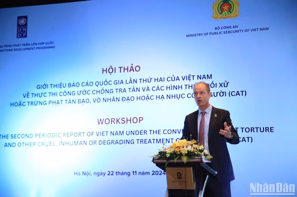 Ông Patrick Haverman, Phó Trưởng đại diện UNDP tại Việt Nam đánh giá cao những nỗ lực của Việt Nam trong việc thực thi Công ước CAT. (Ảnh: Ban tổ chức) Ông Patrick Haverman, Phó Trưởng đại diện UNDP tại Việt Nam đánh giá cao những nỗ lực của Việt Nam trong việc thực thi Công ước CAT. (Ảnh: Ban tổ chức)
