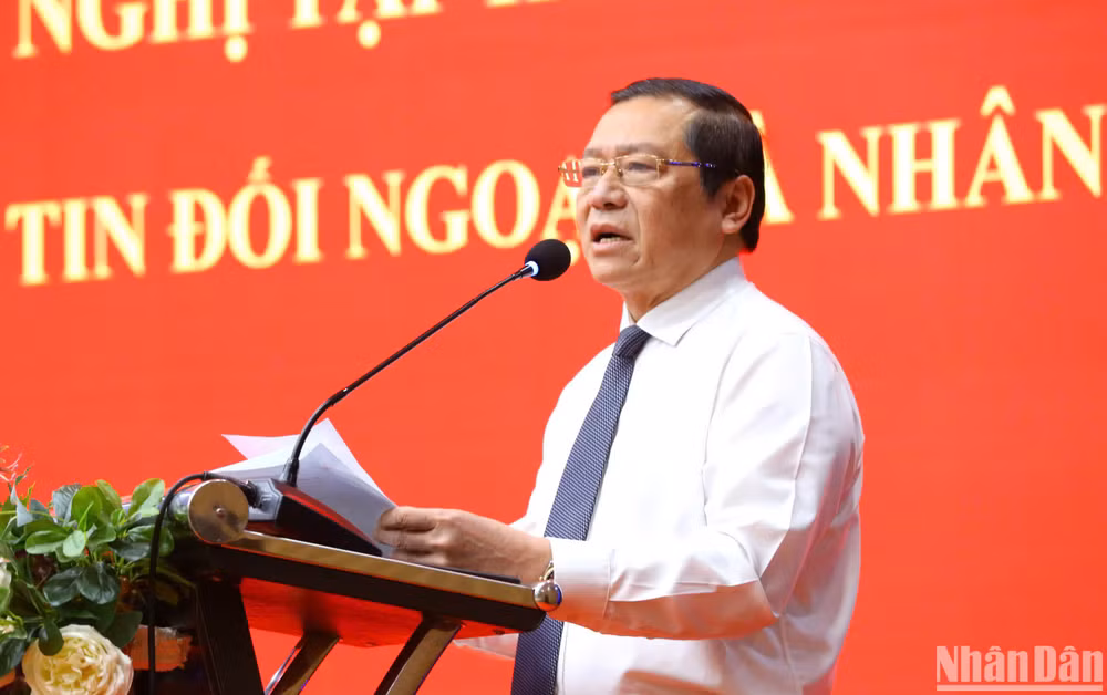 Đồng chí Lại Xuân Môn, Ủy viên Trung ương Đảng, Phó Trưởng Ban Thường trực Ban Tuyên giáo Trung ương phát biểu kết luận Hội nghị. (Ảnh: BTC)