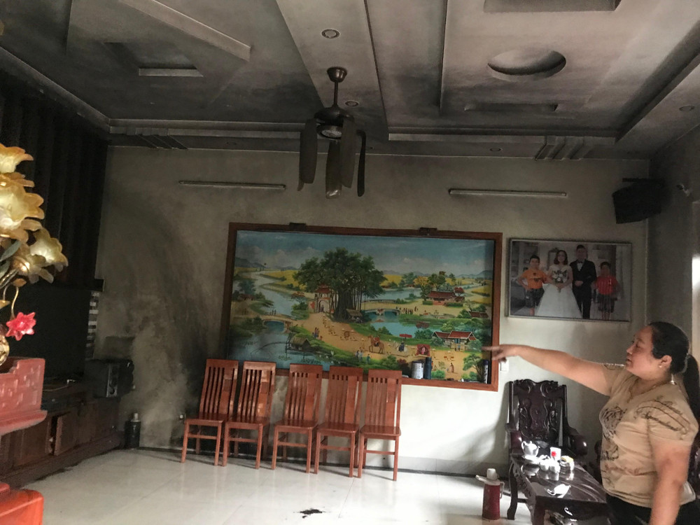 Hiện trường sau vụ cháy nhà bà Vũ Thị Đều, xã Trung Hòa, Yên Mỹ, Hưng Yên.