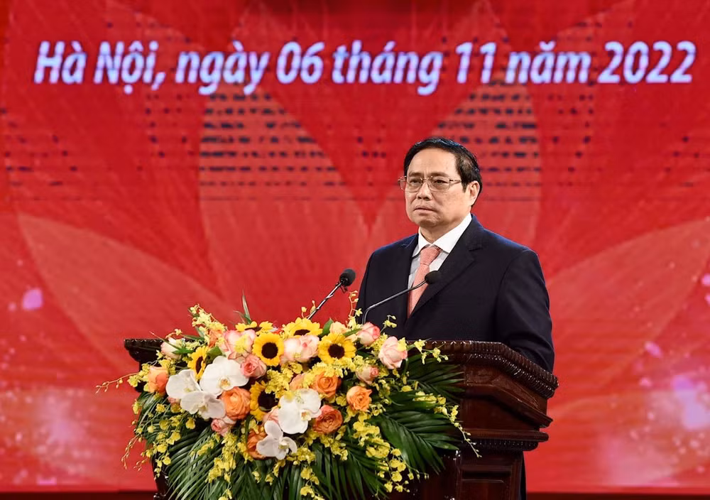 Thủ tướng Phạm Minh Chính phát biểu tại buổi lễ. (Ảnh: Trần Hải)