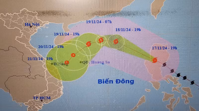 Dự báo diễn biến của bão trên Biển Đông.