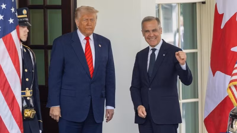 Ảnh minh họa: Tổng thống Mỹ Donald Trump chào đón Thủ tướng Canada Mark Carney tại Nhà trắng ở Washington, D.C., ngày 6/5/2025. (Ảnh: Tân Hoa xã)