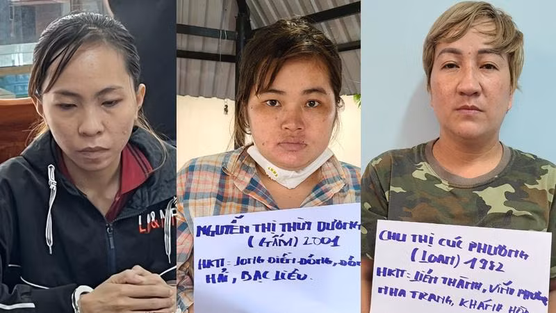 Các đối tượng mua, bán trẻ sơ sinh bị bắt giữ.