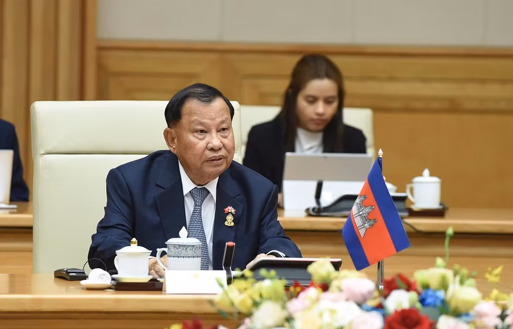 [Ảnh] Thủ tướng Phạm Minh Chính tiếp Chủ tịch Thượng viện Vương quốc Campuchia Samdech Say Chhum ảnh 8