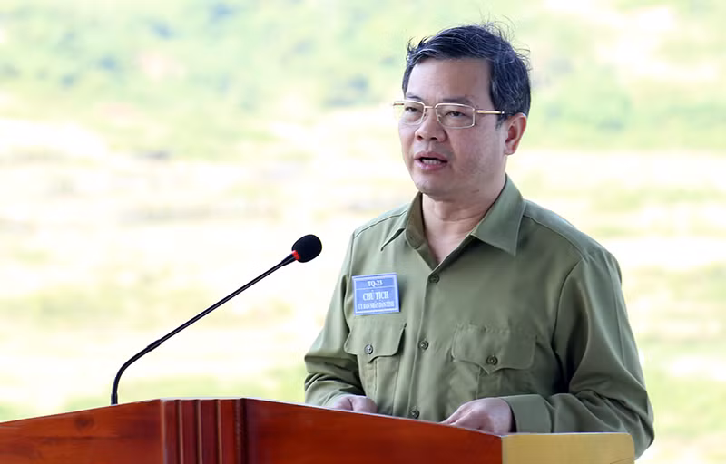 Đồng chí Nguyễn Văn Sơn, Chủ tịch Ủy ban nhân dân tỉnh Tuyên Quang phát biểu bế mạc diễn tập.