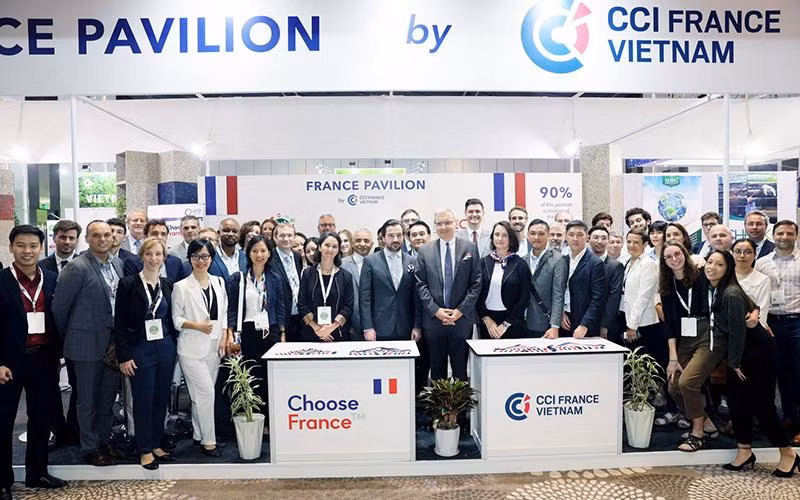 Gian hàng Pháp tại Diễn đàn và triển lãm Kinh tế xanh 2022. (Ảnh ĐẠI SỨ QUÁN PHÁP TẠI VIỆT NAM)