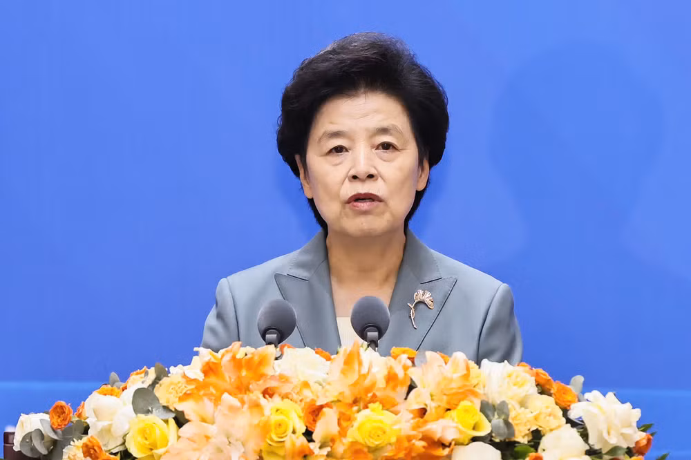 Đồng chí Hàm Huy phát biểu khai mạc Chương trình. (Ảnh: Ủy ban Trung ương Mặt trận Tổ quốc Việt Nam cung cấp)