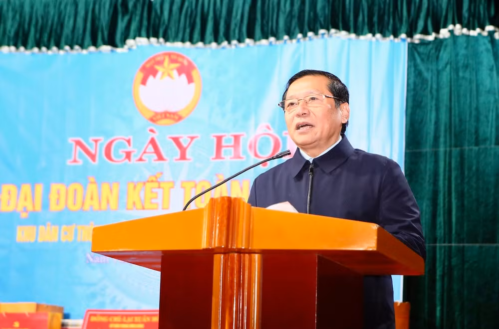 Đồng chí Lại Xuân Môn, Ủy viên Trung ương Đảng, Phó Trưởng Ban Thường trực Ban Tuyên giáo Trung ương phát biểu ý kiến tại Ngày hội.