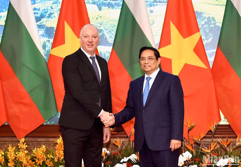 Chiều 8/1, tại Trụ sở Chính phủ, Thủ tướng Phạm Minh Chính hội kiến Chủ tịch Quốc hội Bulgaria Rossen Dimitrov Jeliazkov. (Ảnh: Trần Hải)