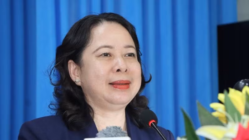 Phó Chủ tịch nước Võ Thị Ánh Xuân phát biểu tại buổi tiếp xúc cử tri.