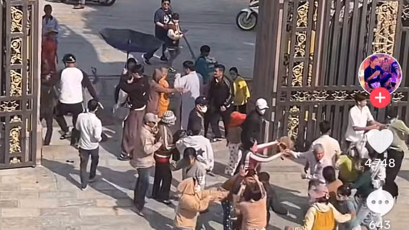 Hiện trường vụ đánh người tại chùa Kim Tiên.