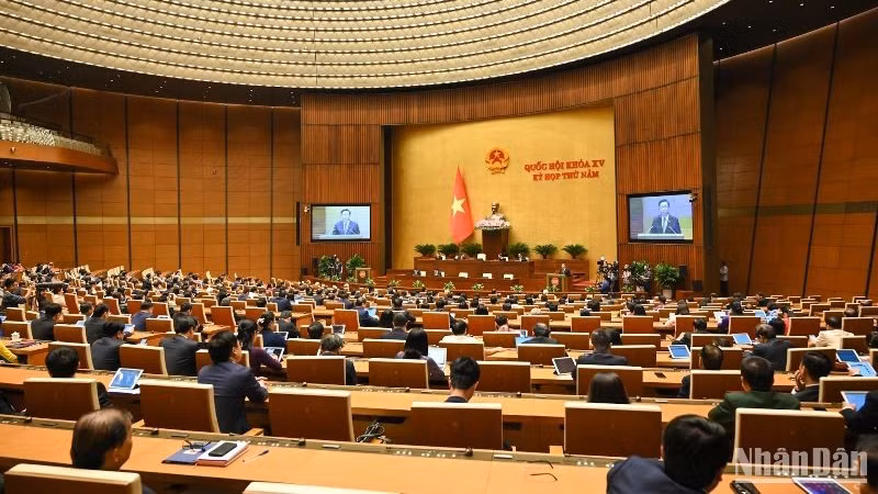 Quang cảnh phiên bế mạc Kỳ họp thứ 5, Quốc hội khóa XV chiều 24/6/2023. (Ảnh: DUY LINH)