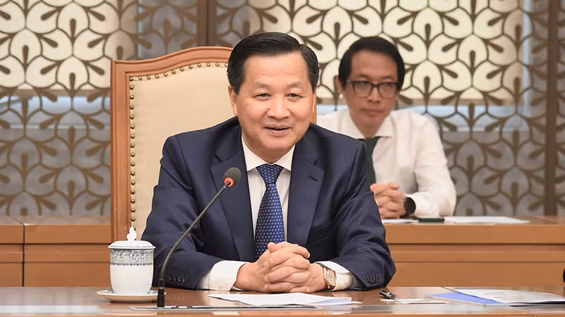 Phó Thủ tướng Lê Minh Khái tại buổi tiếp 2 ngân hàng KDB và IBK của Hàn Quốc.