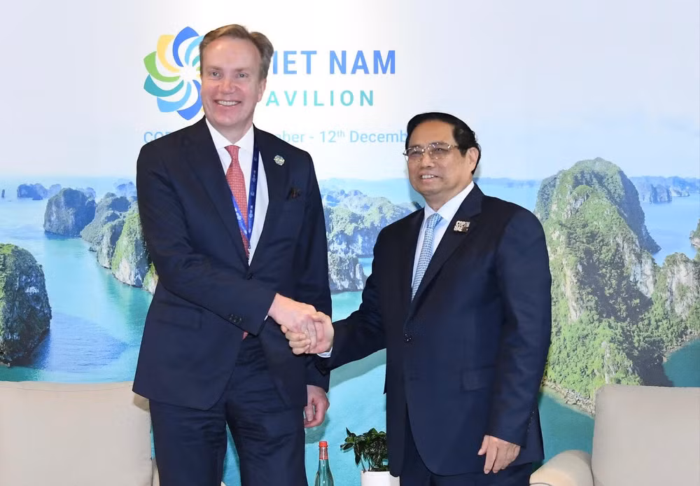 Thủ tướng Phạm Minh Chính tiếp Chủ tịch điều hành Diễn đàn Kinh tế Thế giới (WEF) Borge Brende. 