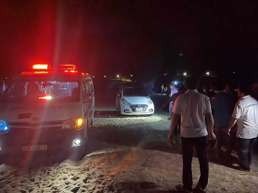 Hiện trường vụ đuối nước thương tâm tại Bình Định vào chiều tối 8/4.