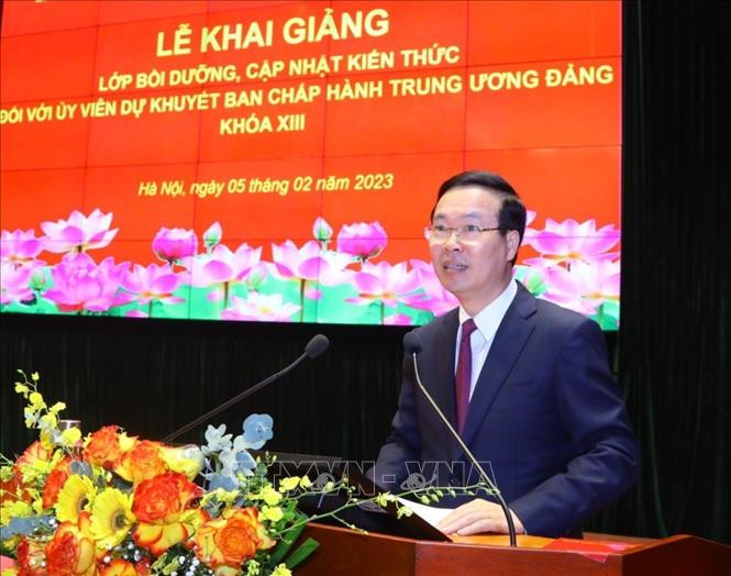 Đồng chí Võ Văn Thưởng phát biểu chỉ đạo. (Ảnh: Văn Điệp TTXVN)