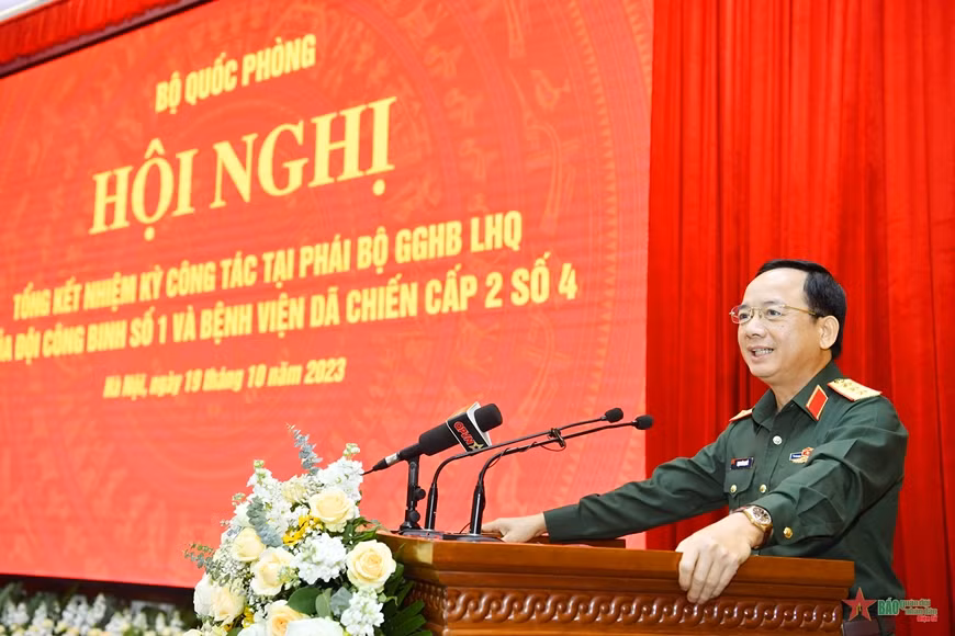 Thượng tướng Trịnh Văn Quyết phát biểu ý kiến tại hội nghị. Ảnh: Báo Quân đội nhân dân.