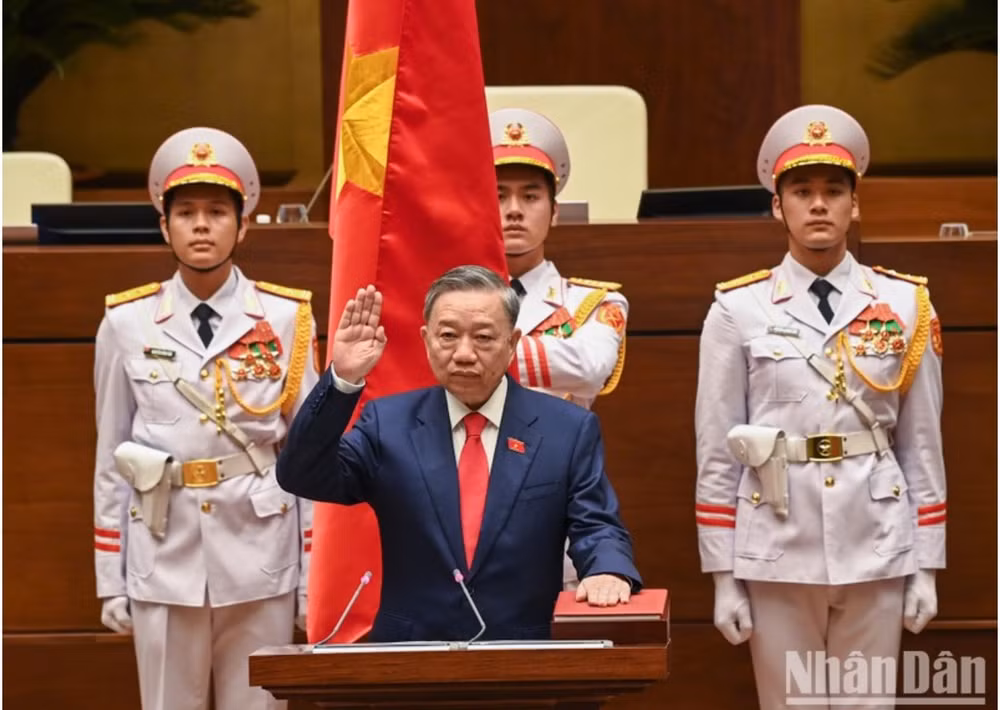 Chủ tịch nước Tô Lâm tuyên thệ nhậm chức. Ảnh: LINH KHOA. 