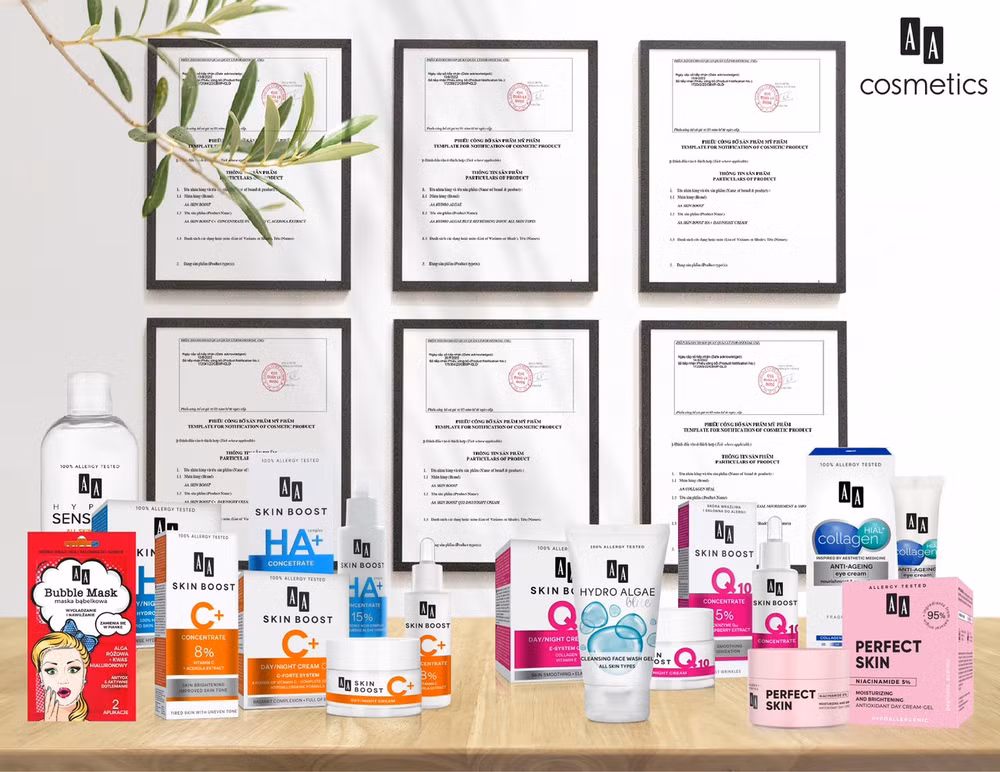 Sản phẩm AA khi nhập khẩu về Việt Nam đều được nghiên cứu riêng dành cho làn da và khí hậu Việt Nam, mỗi sản phẩm đều có công bố Bộ Y tế là sản phẩm nhập khẩu chính ngạch, an toàn và hiệu quả đối với người tiêu dùng.