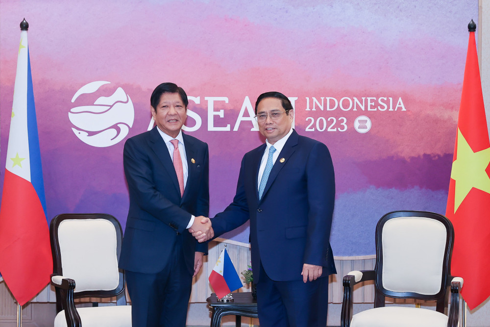 Thủ tướng Phạm Minh Chính và Tổng thống Philippines Ferdinand Romualdez Marcos Jr. (Ảnh: Nhật Bắc)