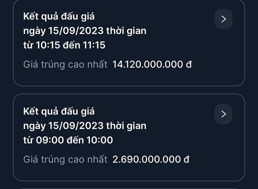 2 biển số đẹp được đấu giá thành công trong phiên sáng nay. (Ảnh: TTXVN)